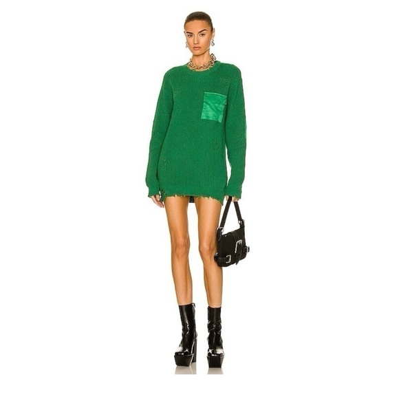 SER.O.YA by Retrofete Distressed Elbow Patch Devin Sweater in Amazon Green, S - Picture 1 of 16